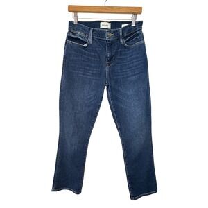 FRAME Le High Straight Jeans Dark Wash Denim Women's Size 28 x‎ 26 Distressed